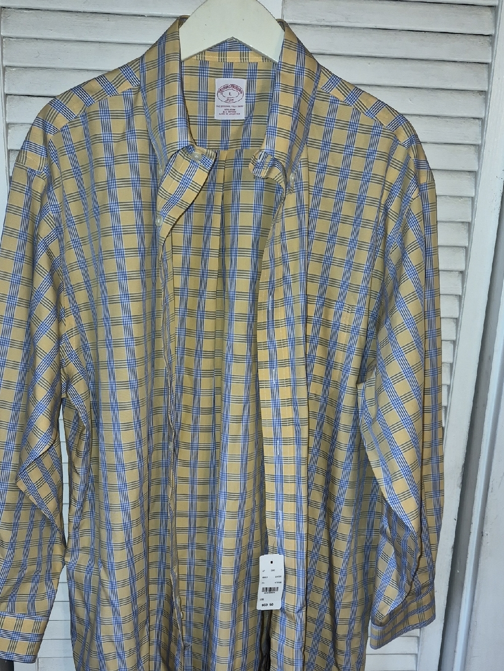 Brooks Brothers 346 Yellow and Blue Plaid Dress Shirt